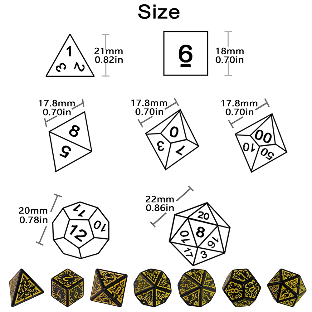 DND แกะสลักรูปแบบลูกเต๋า 7 ชิ้น RPG ชุดลูกเต๋า Polyhedral สําหรับ Boardgame เป็นของขวัญอุปกรณ์ความบันเทิง