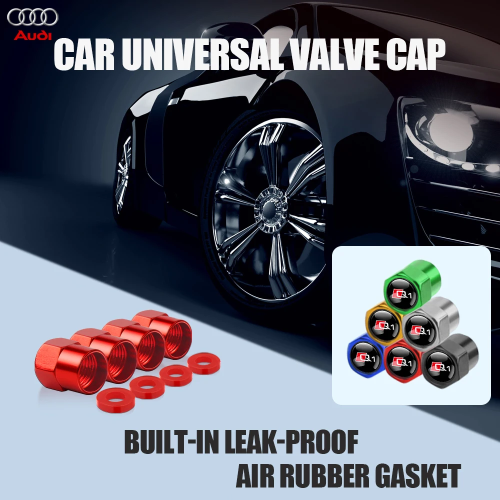 Tapas de válvula de aire de aluminio para rueda de coche, 4 piezas, cubierta antipolvo para AUDI RS S SLINE A4 A3 A6 Q3 quattro Q7 TT B8 8P A1 A3 8P A4 B5 B6 B7