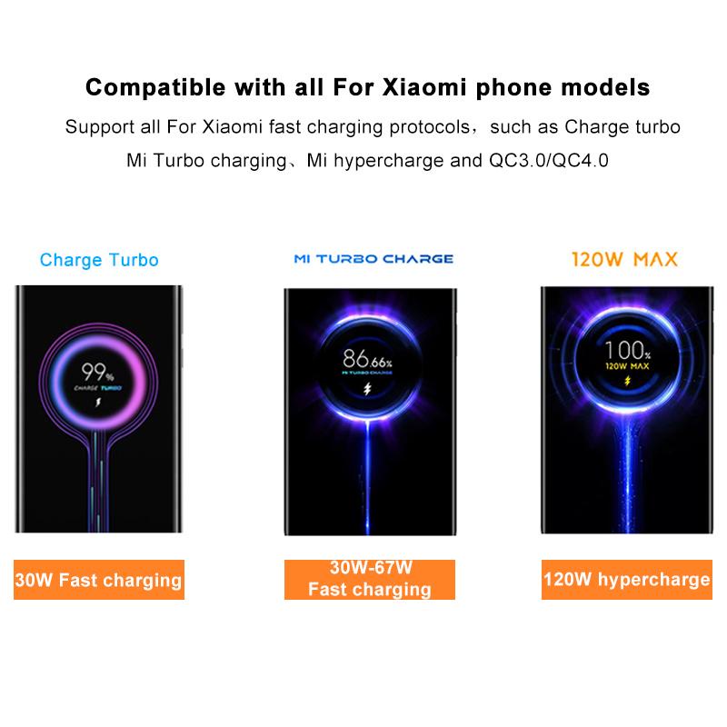 Original Xiaomi 120W 6A USB Super Fast Charger For Mi 12 11 POCO X5 X4 Pro Redmi Note 8 9 10 11 90 Degree Type C Charging Cable