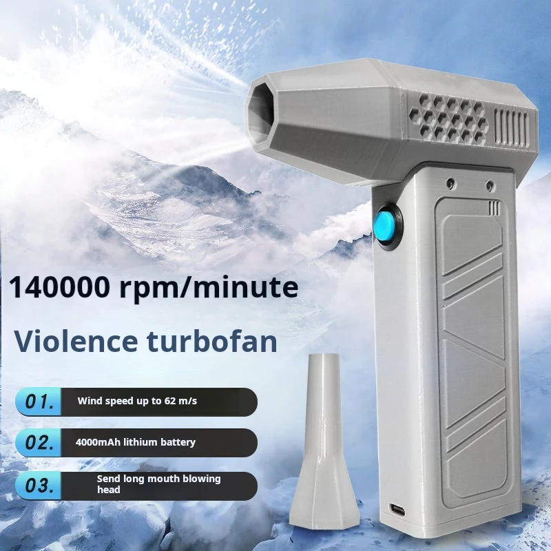 ISGTDRM Asciugacapelli violento Ventola turbo 140000 giri/min Turbo ad alta velocità Brushless Uscita aria canalizzata portatile Ricarica USB