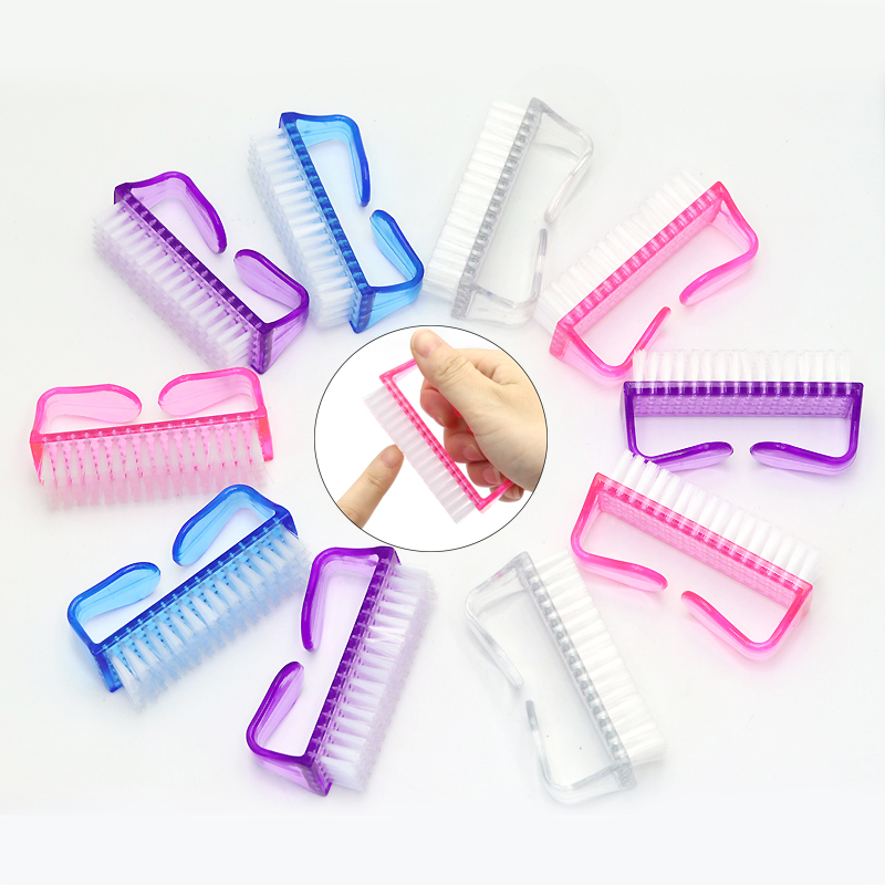 トップクリーニングネイルブラシネイルアートプラスチックソフト除去ダストフィンガーケア UV ジェルマニキュアペディキュアツール化粧ブラシスクラブ