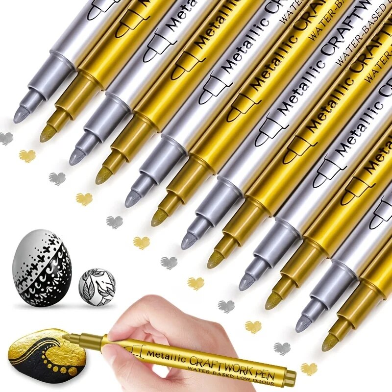 1 Juego de marcador de pintura permanente impermeable de Metal DIY Pensb artesanía molde de resina pluma arte suministros de pintura para decoración de Pascua