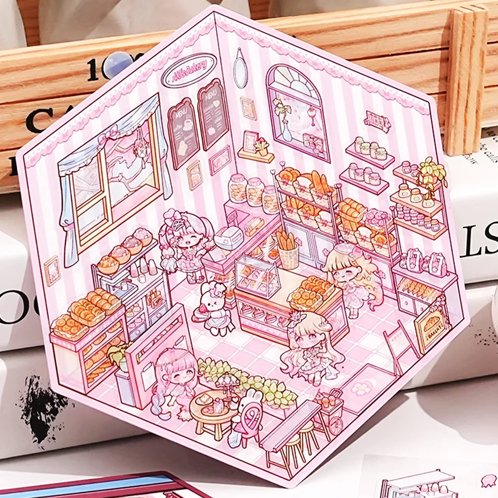 DIY 3D ステッカー漫画ポケットキャビンシーンスタッキングと貼り付けフェスティバル誕生日ギフト子供子供学生