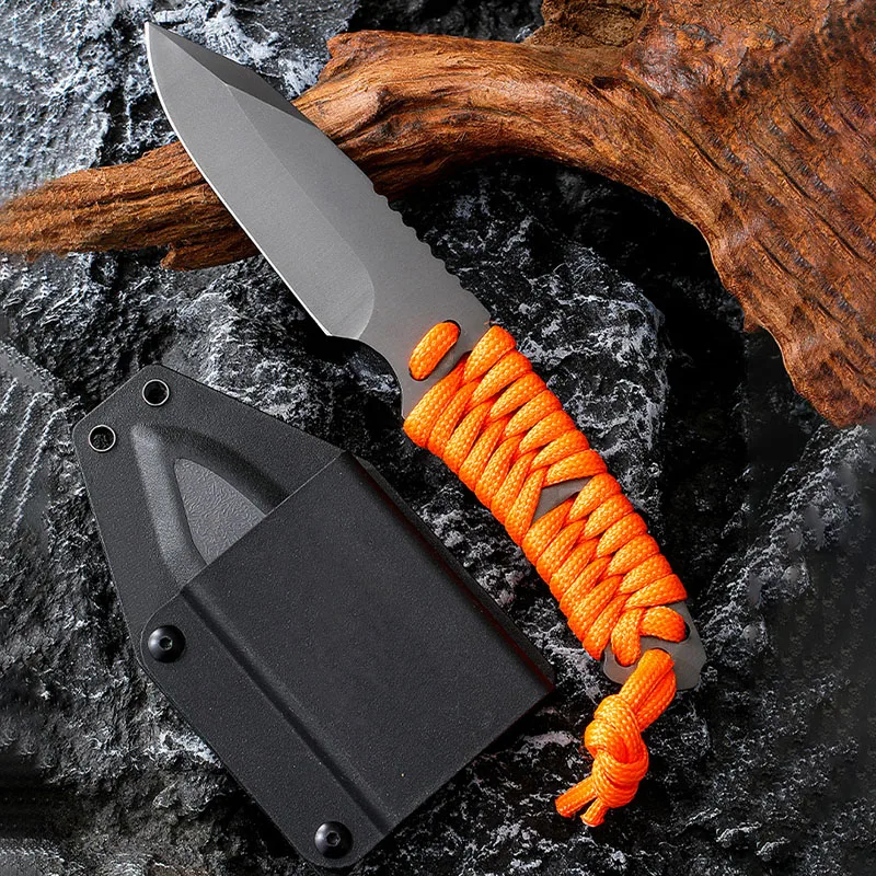 Coltello multiuso da esterno 1 pezzo, coltello tascabile EDC, lama fissa con fodero, coltello da campeggio, coltello da sopravvivenza, coltello da barbecue