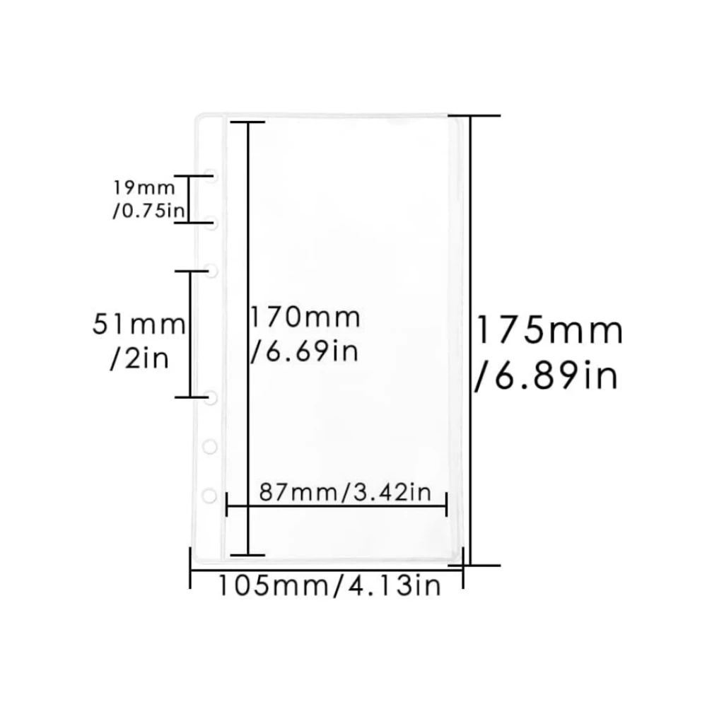 12pcs Binder กระเป๋า PVC ใส A5 A6 A7 MINI Binder กระเป๋าซิปด้านข้างเปิดงบ Budget Binder ซองหลวม Leaf ป้องกัน