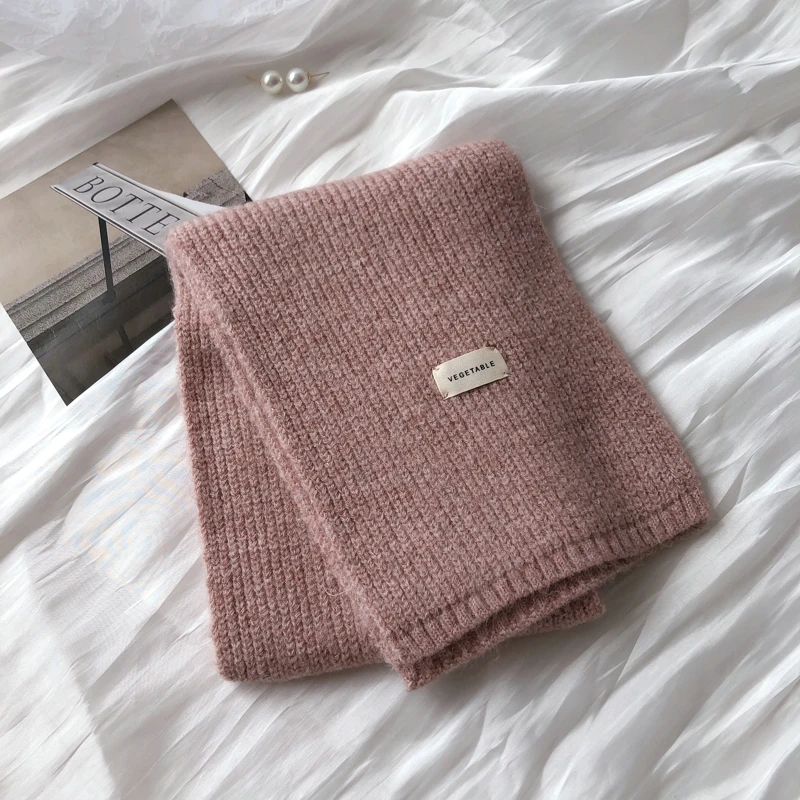 Bufandas de Cachemira para mujer, chales Pashmina suaves y cálidos gruesos para invierno, bufanda larga tejida de color puro para mujer