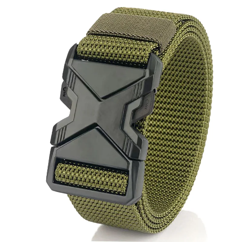El nuevo tipo de hebilla se puede insertar, transpirable, elástico, ligero, cinturón militar de liberación rápida para hombre, lona ajustable