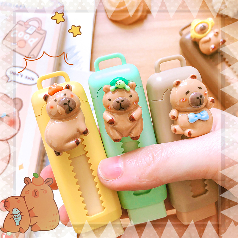 Kawaii เครื่องเขียนความงามเครื่องเขียนอุปกรณ์สํานักงานโรงเรียนของขวัญเด็กยางลบน่ารัก Capybara ยางลบตลกยาง