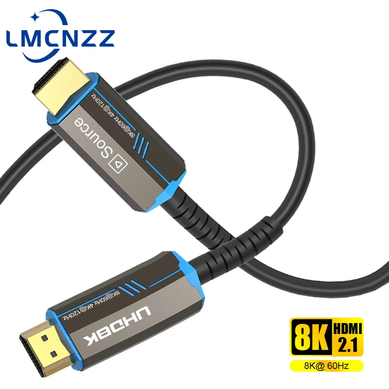 Cable de fibra óptica 8K 60Hz HDMI 2,1 4K 120Hz 2,0 Ultra alta velocidad 48Gbps HDR eARC 3D HDCP 10M 15M 20M 30M 50M para proyector de TV