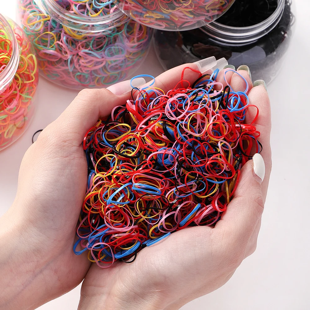500 unids/set niñas colorido elástico desechable banda de goma suave lazo para el cabello diadema niños Cola de Caballo soporte bandas accesorios para niños