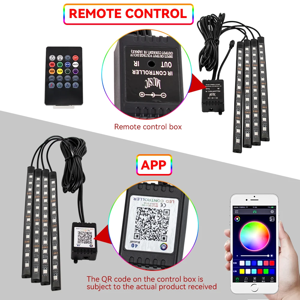 12V มอเตอร์รถตกแต่งโคมไฟ 4IN1 กันน้ํา LED RGB สีรถยืดหยุ่น Strip Light อุปกรณ์เสริมรถจักรยานยนต์