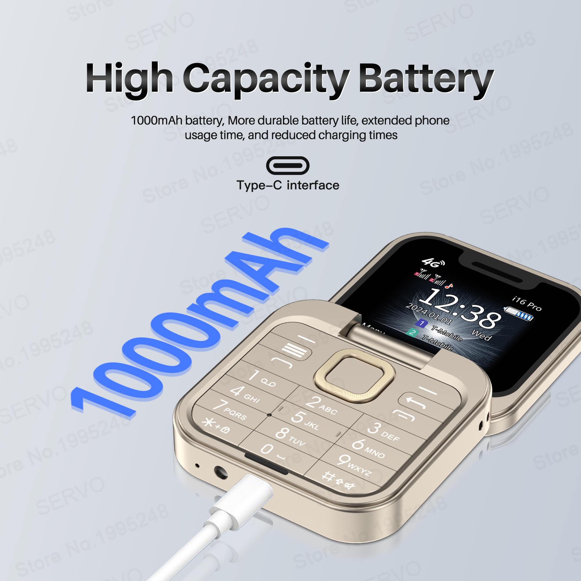 2025 SERVO i16 Pro 4G Mini Fold Mobile Phone Speed Dial Blacklist Flashlight Call Recording 2 SIM Foldable Small Box Cellphones