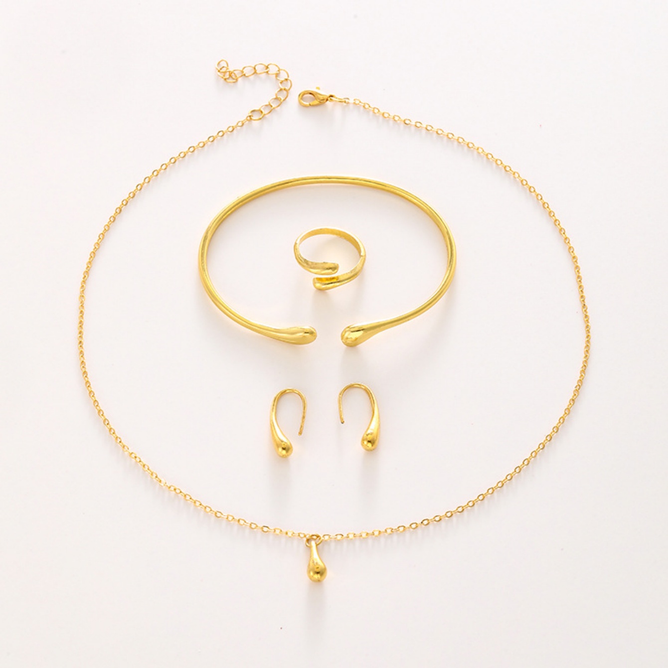 Moda lágrima conjunto de jóias para mulheres simples anel colar pulseira brincos conjunto adequado para festa de noivado presente jóias