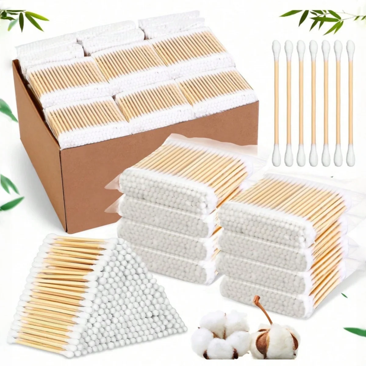 100-2000pcs Double-ended Cotton Swabs, Baby Cotton Swabs, Ear Cleaning Sticks, Healthy Cleaning Tools