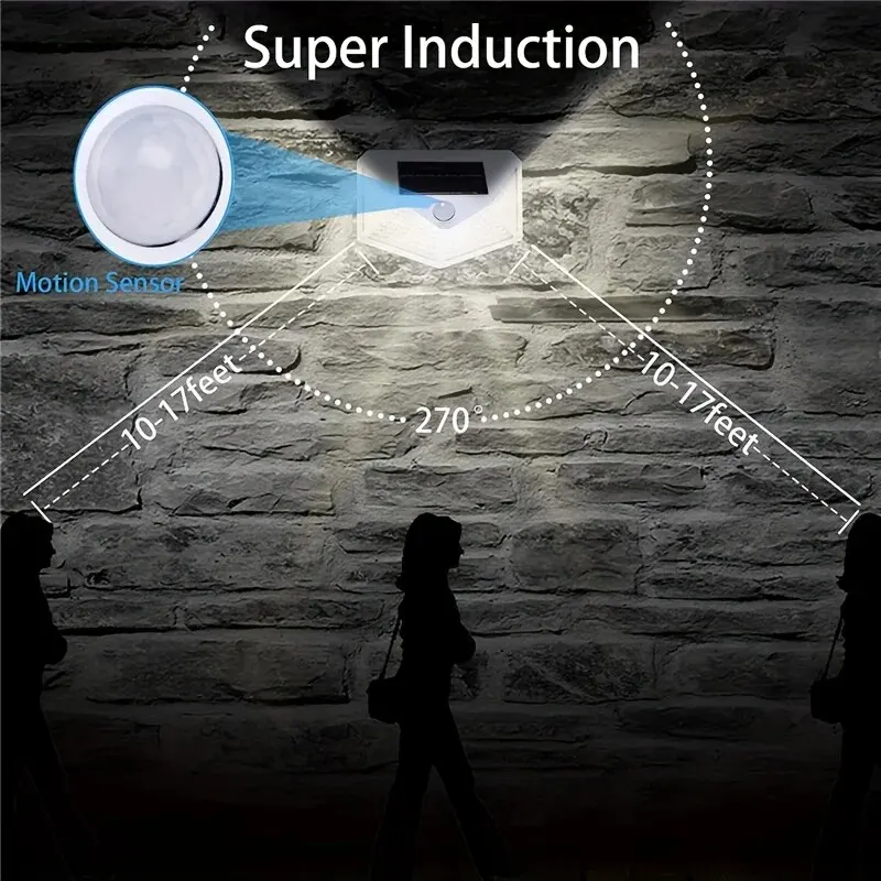 야외 100 LED 벽 램프, PIR 모션 센서 램프, 방수 계단 조명, 안뜰 정원 거리 장식, 1PC