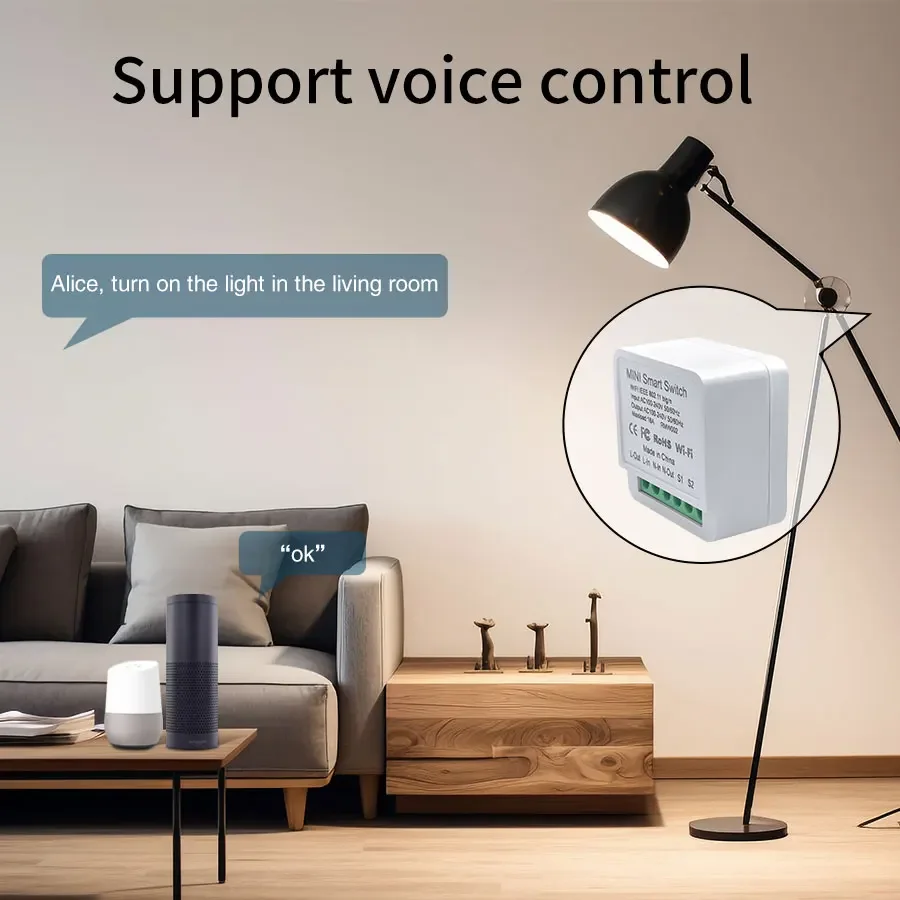 Mini WiFi Smart Switch Cozylife APP Afstandsbediening 16A 20A Automatiseringsmodule Ondersteuning 2-wegbediening Werkt met Alexa Google Home