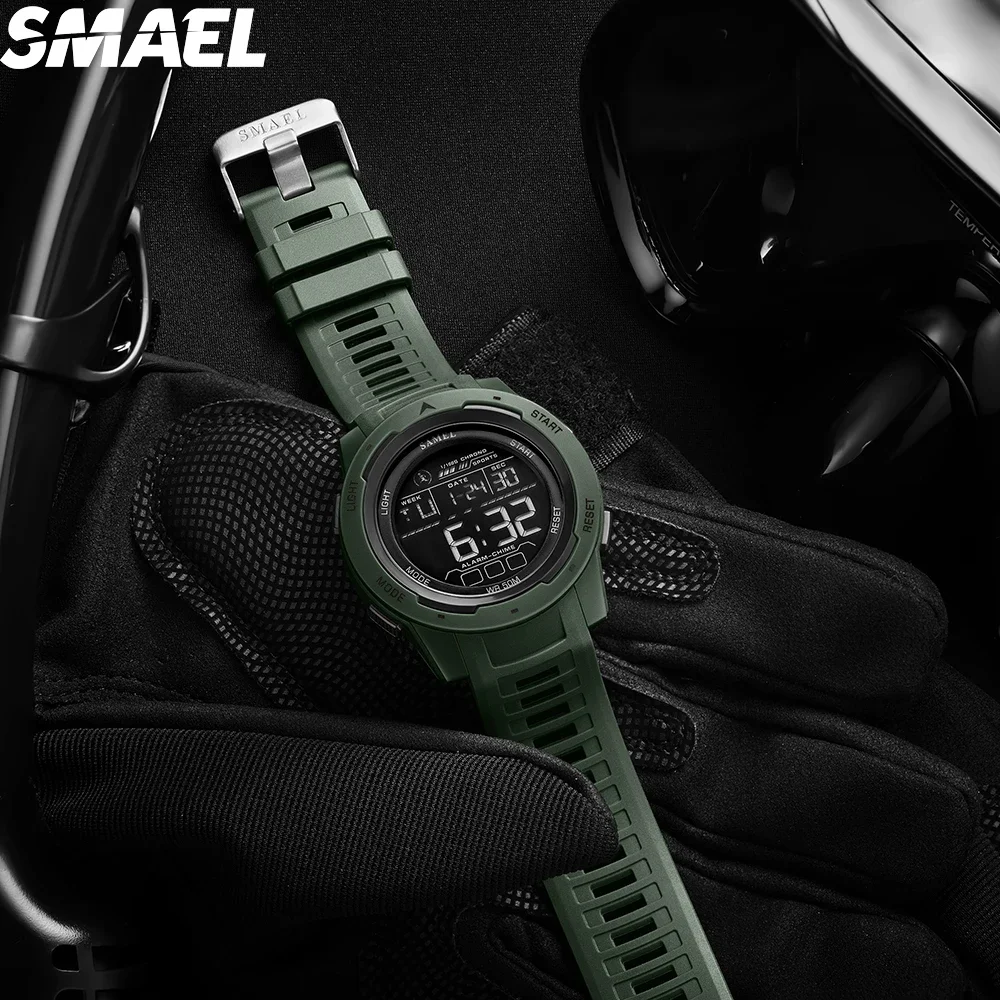 Reloj SMAEL 8105 para hombre, relojes digitales, relojes de pulsera deportivos LED, reloj resistente al agua hasta 50m, cronómetro con luz Digital
