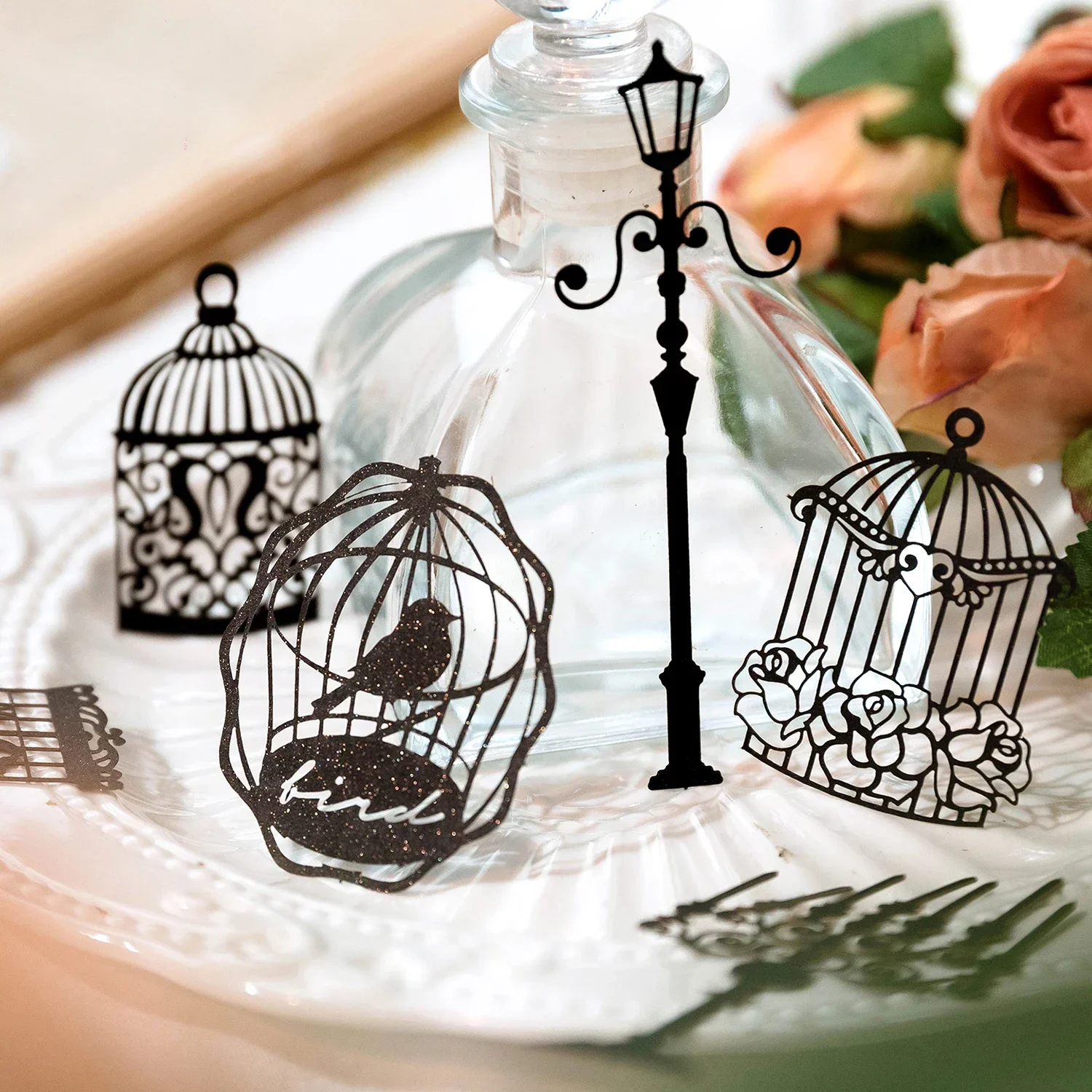 Journamm 20 ピース/パック中空クラフト紙 Aesth 花窓コラージュジャンクジャーナル DIY スクラップブッキング黒白材料紙