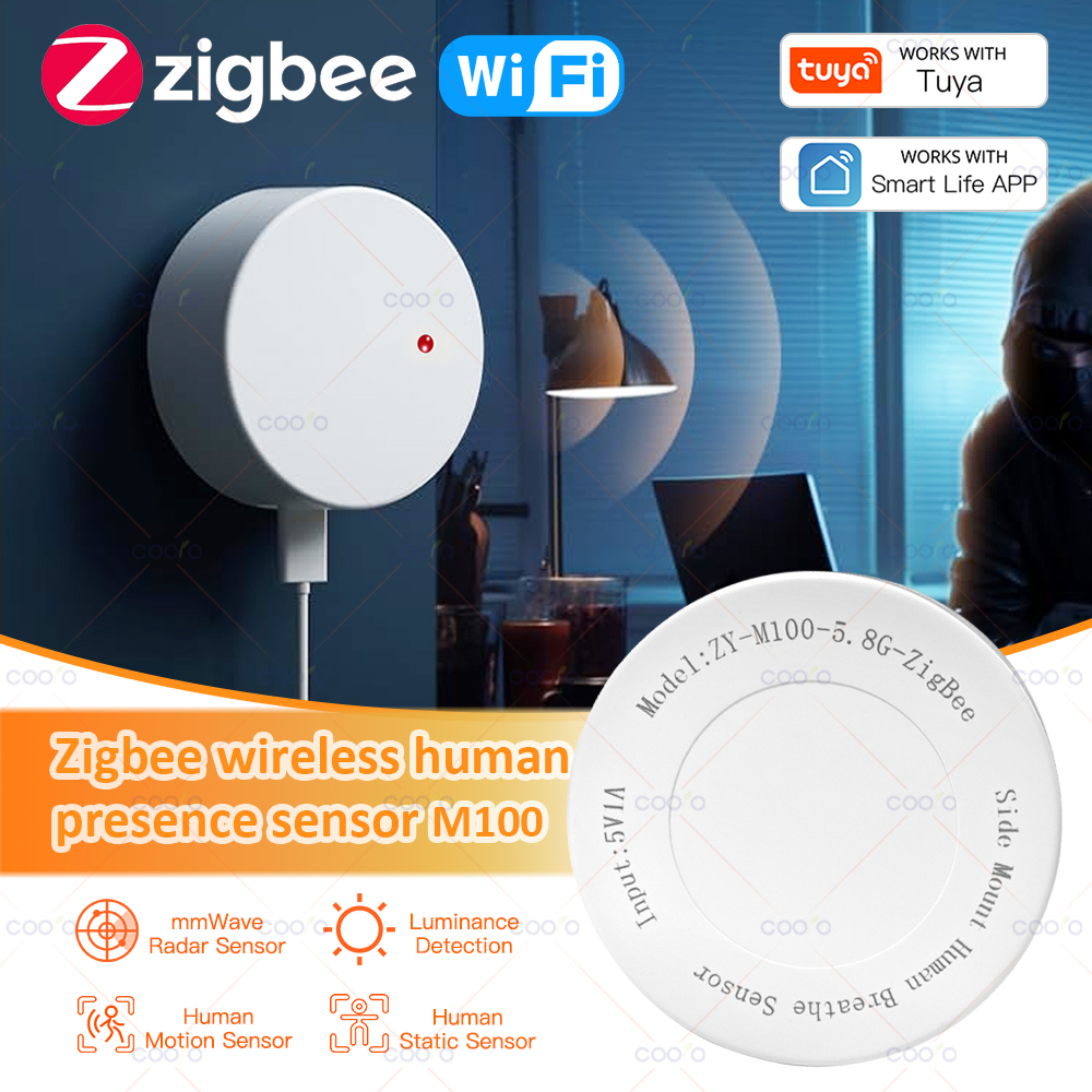ZigBee Wifi MmWave presencia humana Sensor de movimiento Radar onda Detector humano Detector de movimiento Tuya Hub Smart Life automatización del hogar
