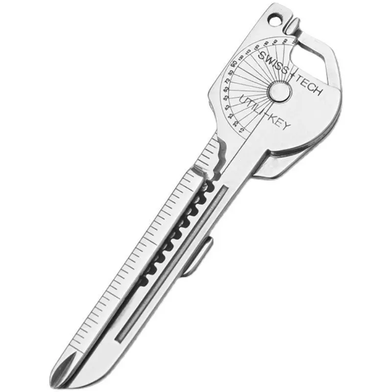 Portachiavi multi-strumento compatto portachiavi multifunzionale gadget strumento portatile con cacciavite apribottiglie strumento di emergenza da campeggio