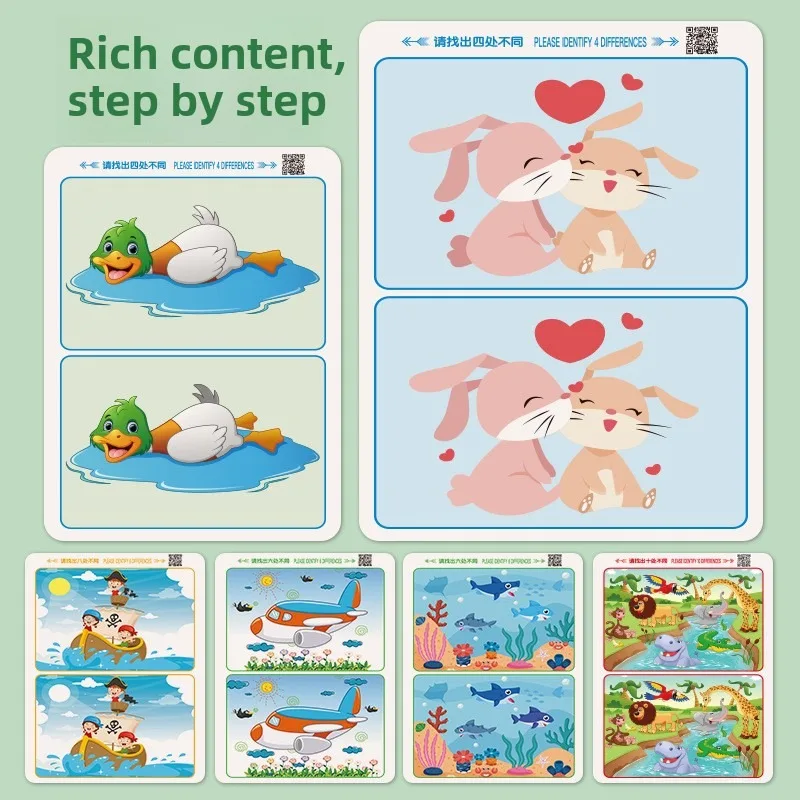 Spot the Difference" Concentration Game Book - Reusable, Educational Focus Exercise for Science Learning, Made of Durable Paper