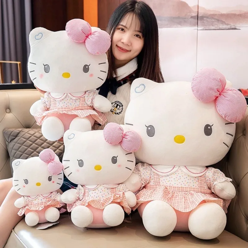 Sanrio Hello Kitty อะนิเมะ Hello Kitty ตุ๊กตาของเล่น Plushier หมอนนุ่มของขวัญวันเกิดสําหรับสาว Kawaii Hello Kitty ตุ๊กตาตุ๊กตา