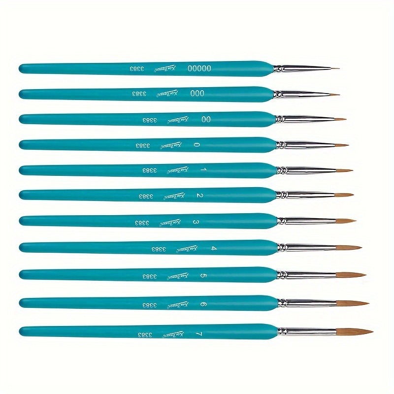 11pcs Premium Paint Brush Set With Natural Wood Triangle Rod For Watercolor Oil Craft Drawing