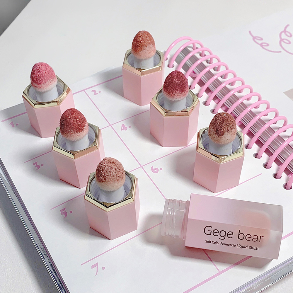 Gege Bear Liquid Blush Cream 6 สี Smooth Velvet Matte Pink Blusher Natural Easy To Smudge