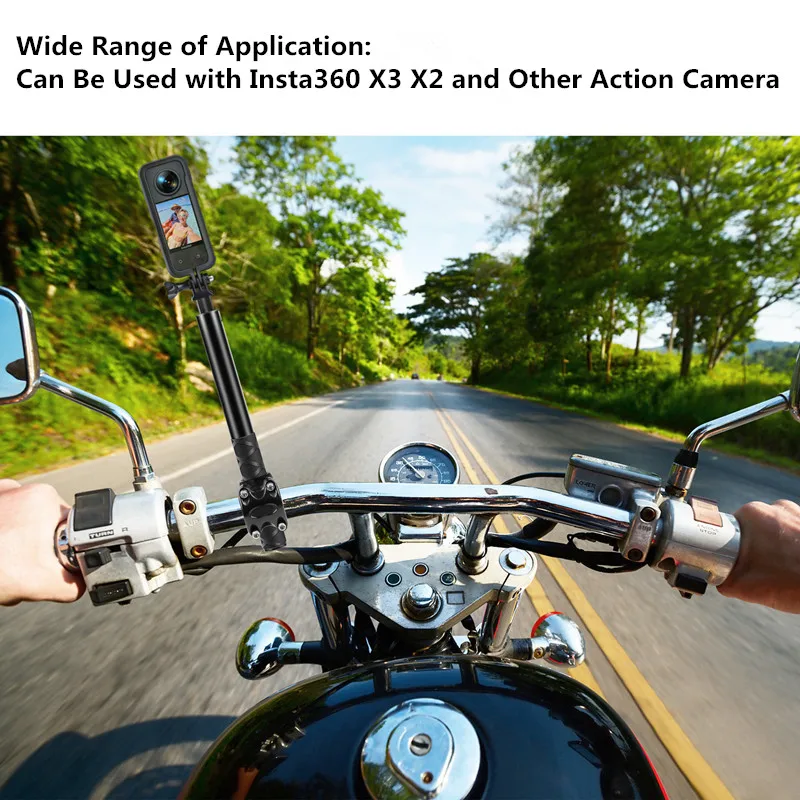 Motorcycle Bicycle Selfie Stick Monopod Mount Handlebar Bracket for Insta360 X5 X3 X4 GoPro Hero 13 12 11 10 9 8 DJI Accessories