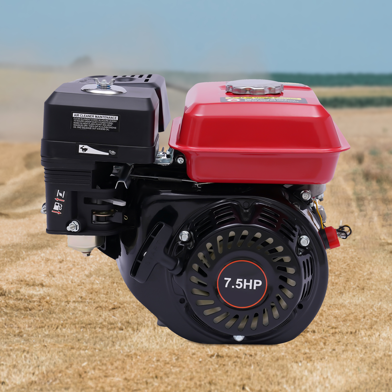 Motor a gasolina multifuncional, Sistema de refrigeração a ar Motor a gasolina, 4 tempos, 7.5HP Pull Start, GX200, 4000W