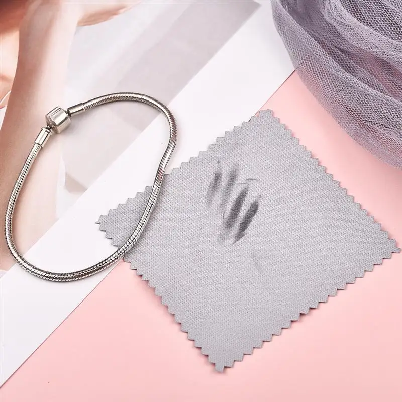 10 pcs/50 pcs เงินสเตอร์ลิงผ้าขัดชุดเครื่องประดับผ้าทําความสะอาดนุ่มเช็ดผ้าเช็ดเก็บเครื่องประดับ Shining เครื่องมือ