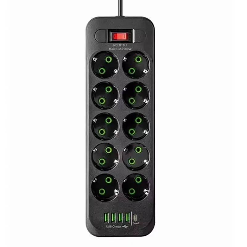 EU-Stecker Wechselstrom steckdose Steckdosen leiste Multitap-Verlängerung kabel Steckdose mit 4 USB-Anschlüssen Schnelllade-Multiprise-Netzwerk filter