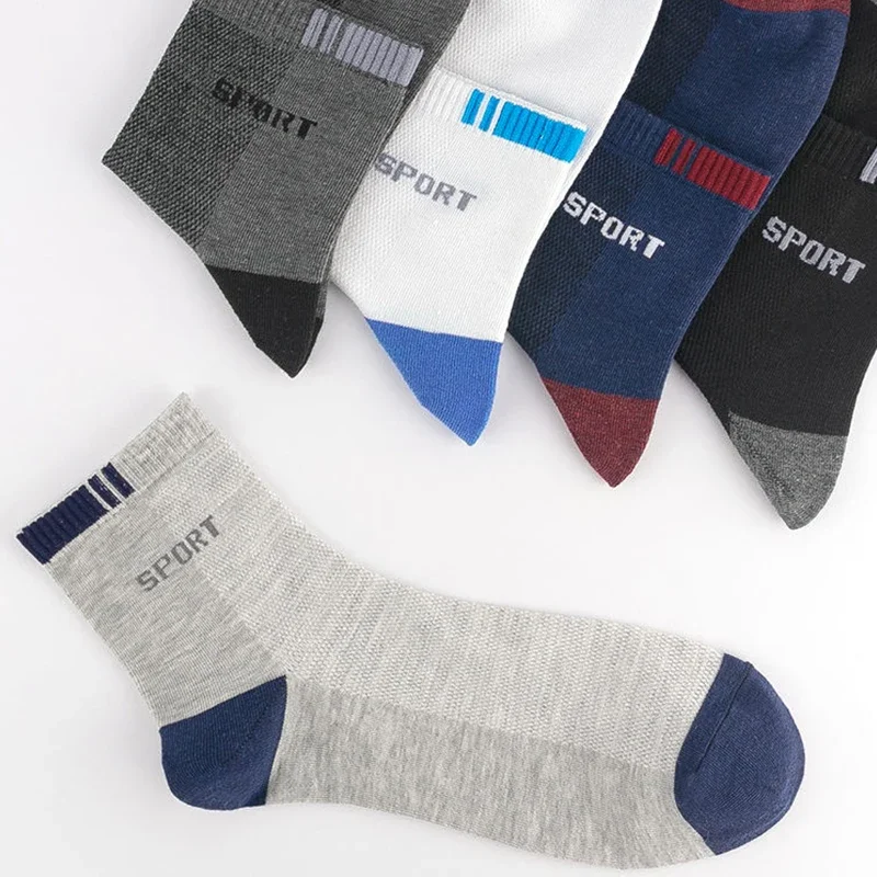 5 pares de calcetines de fibra de bambú Otoño Invierno para hombre, calcetines deportivos de algodón transpirables, calcetines de negocios desodorantes transpirables, talla 38-47