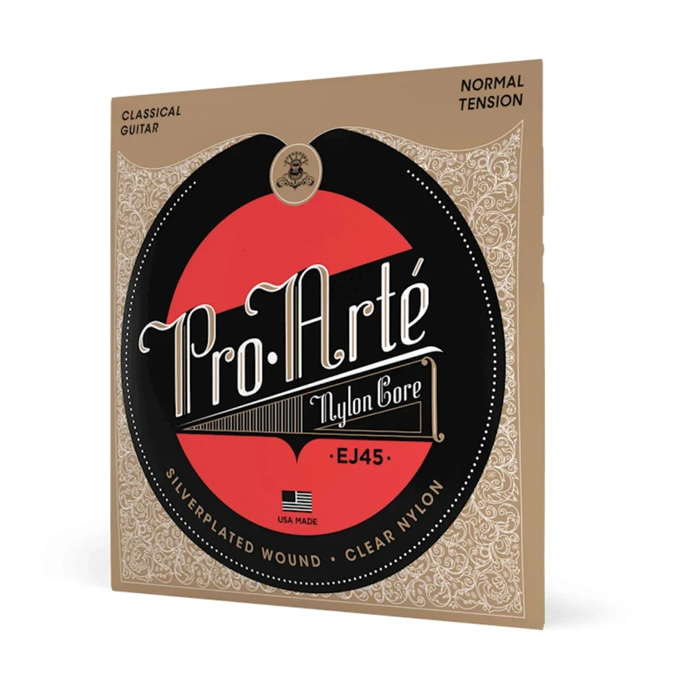 JEStrings classiques plaqués argent pour débutants, noyau rond en nylon, aigus en nylon transparent pour étudiants, tension normale, EJ45