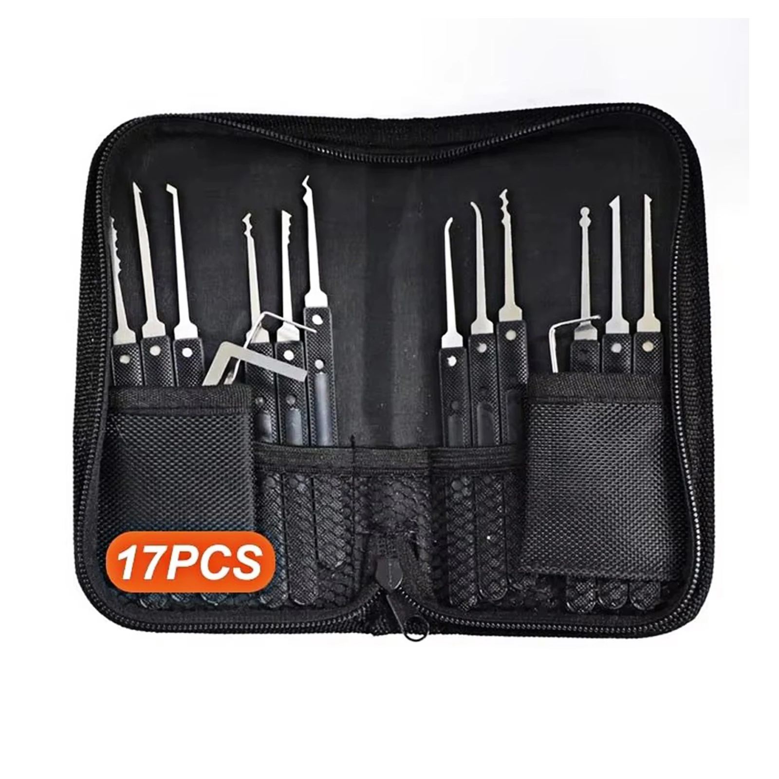 Herramientas de cerrajería con mango azul/negro/gris/naranja, Kit de bloqueo de entrenamiento para principiantes, selección de cerradura de cerrajero, multiherramienta profesional, 17 Uds.