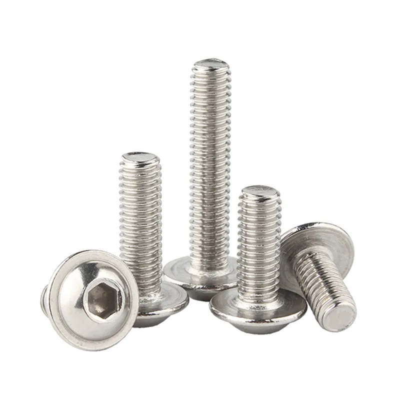 10 unids/lote M2 M2.5 M3 M4 M5 M6 M8 M10 A2-70 tornillos de cabeza de botón hexagonal de acero inoxidable con perno de Collar