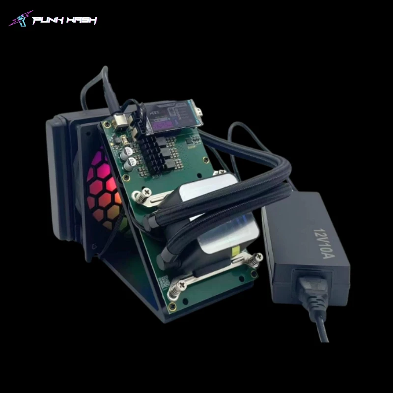 Bitaxe NerdQaxe++ Hydro Cooling ASIC Miner – 4.8TH/s NerdQAxe+ + Refrigeração a água com todos os tipos de plug NerdQAxe