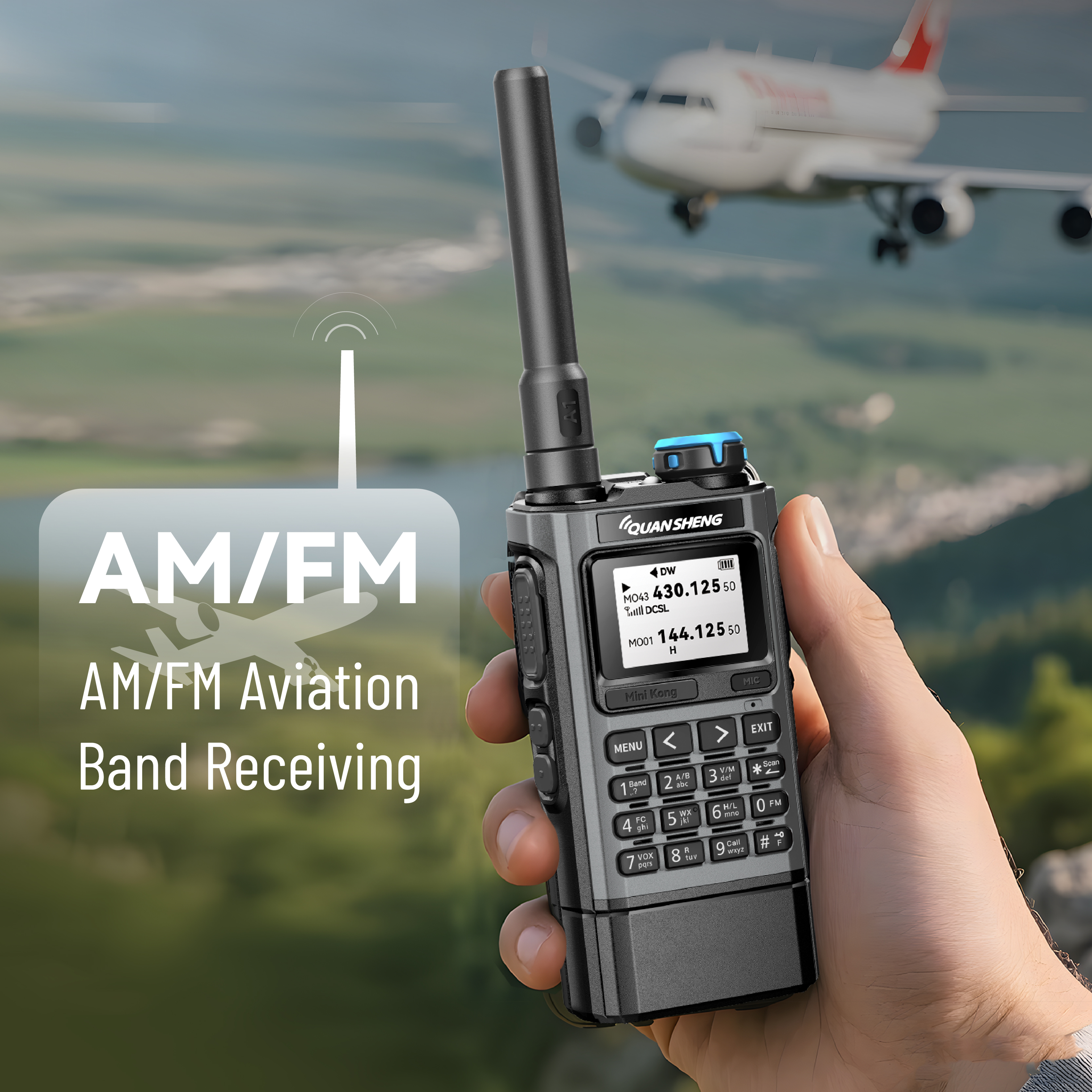 Quansheng UV-K1 Mini Kong Radio bidireccional 50-600MHz NOAA tipo C carga walkie talkie multibanda compatible con programación USB