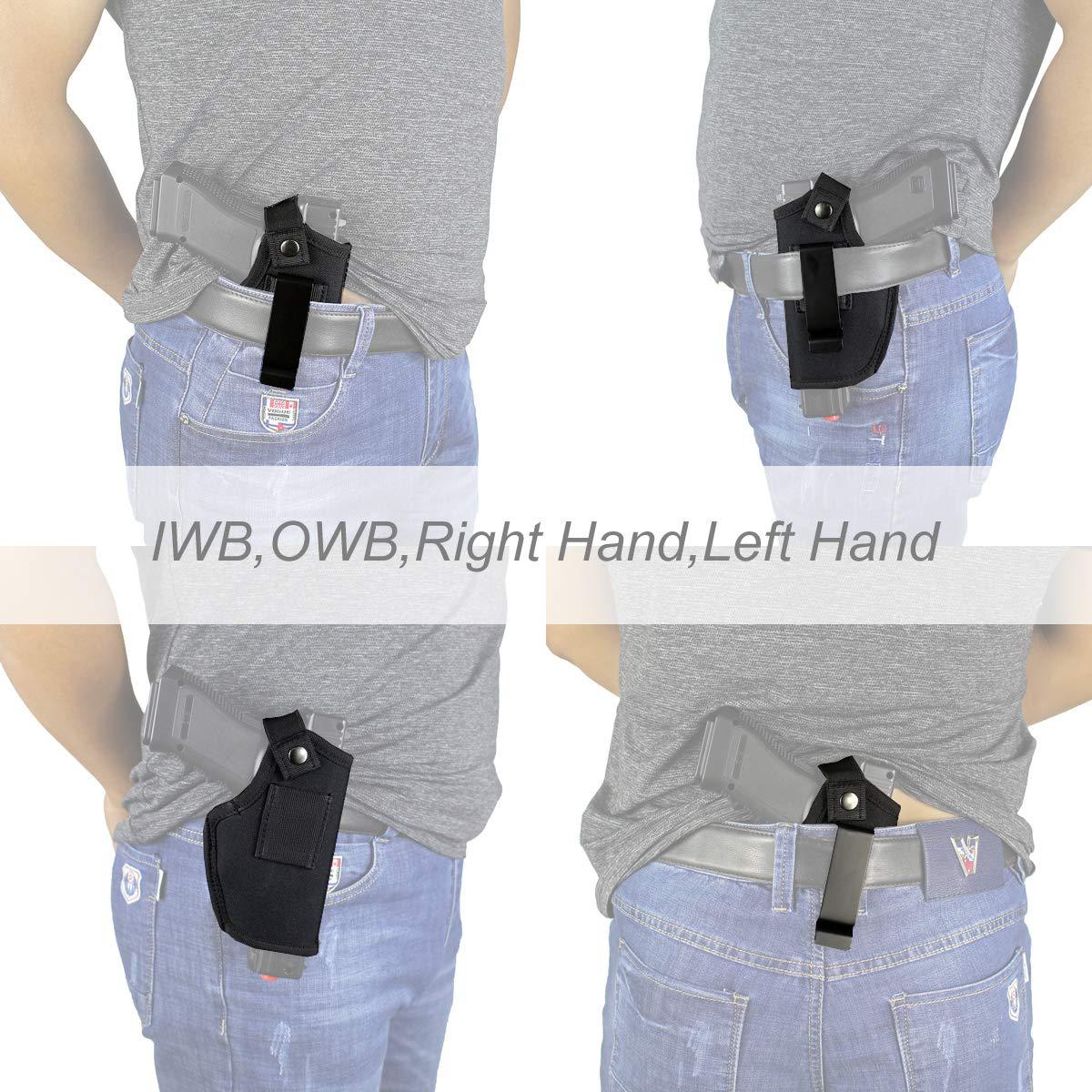 숨겨진 캐리 홀스터 OWB IWB 나일론 왼쪽/오른쪽 유니버설 홀스터 에어건 파우치 글록 19-43 홀스터 전술용 야외 장비