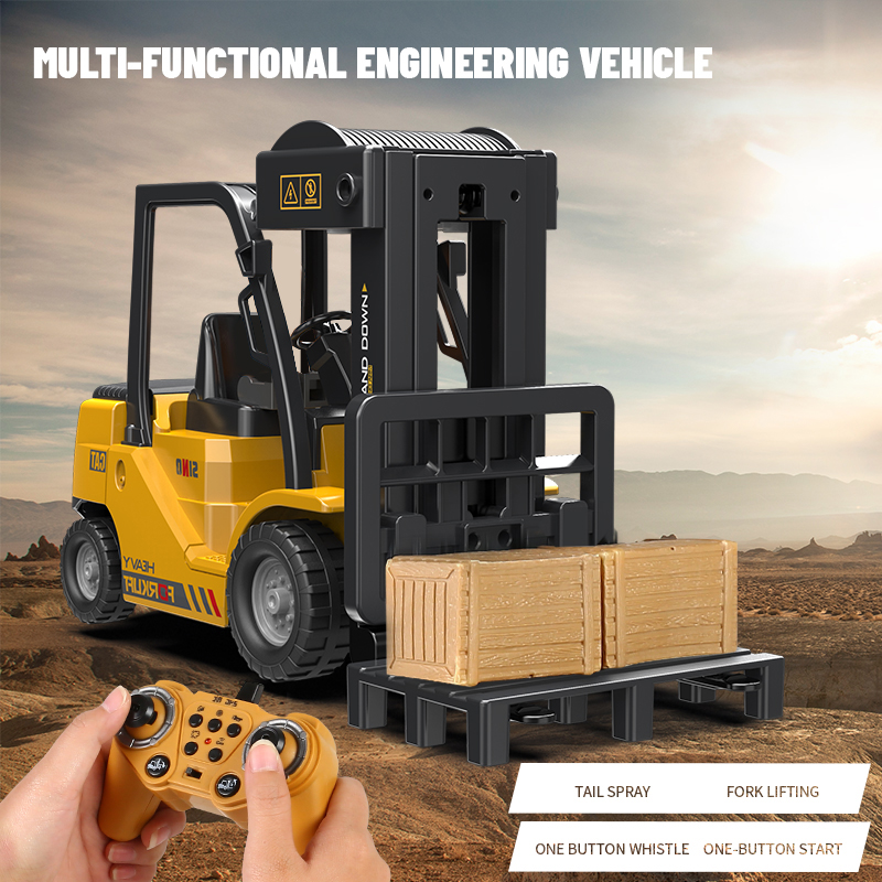รถยกไฟฟ้า mobil RC รถเครนรถบังคับวิทยุรถบังคับวิทยุของเล่นสำหรับเด็กผู้ชาย kado ulang tahun