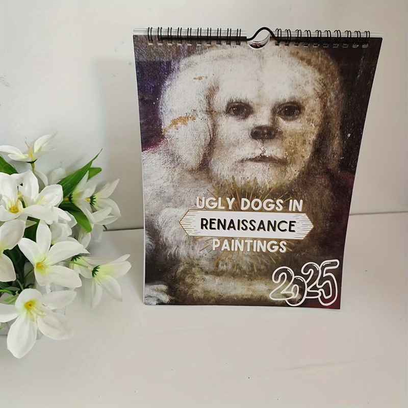 整理のためのルネッサンス壁掛けカレンダー、特別な厚いアート、頑丈な醜い犬、2025