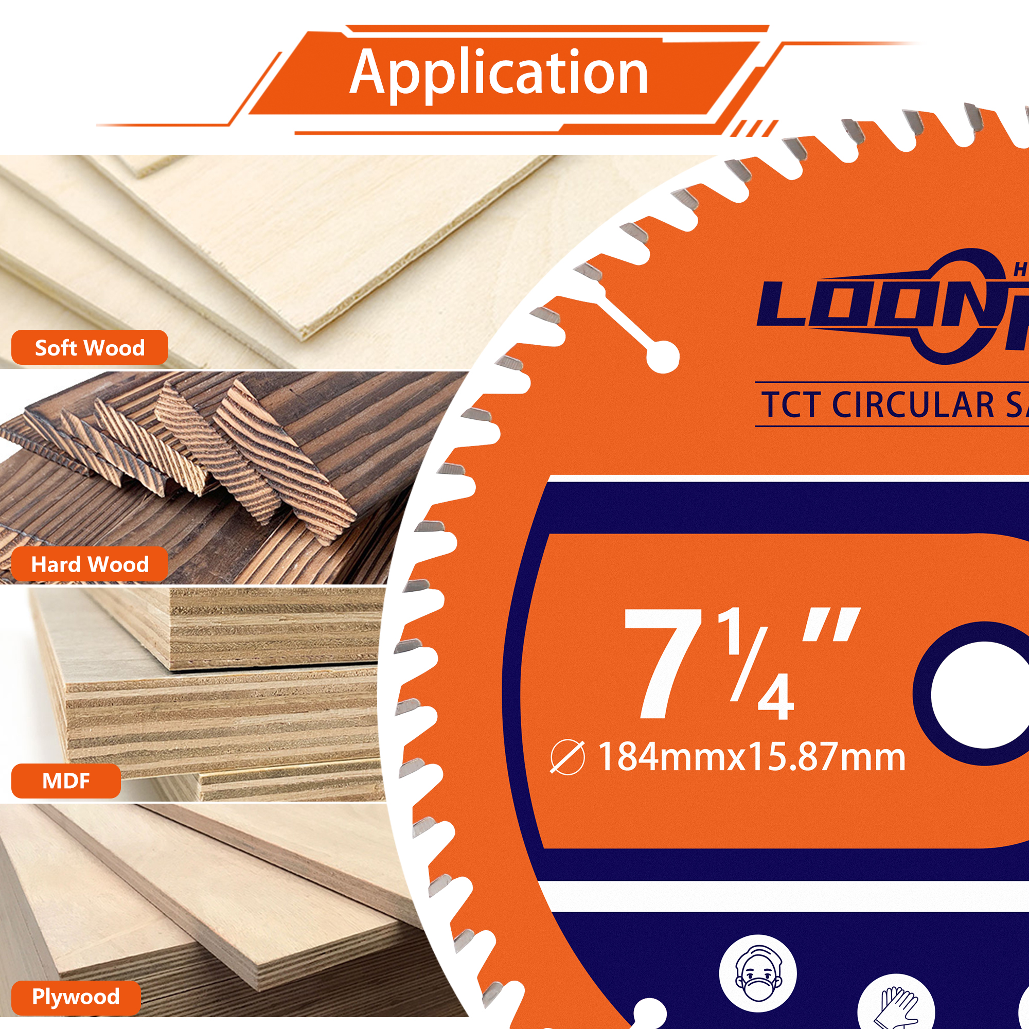 Loonpon TCT 초경 원형 톱 블레이드 휠 디스크 목재 절단 디스크 115 140 165 184 254mm 목공 톱 블레이드