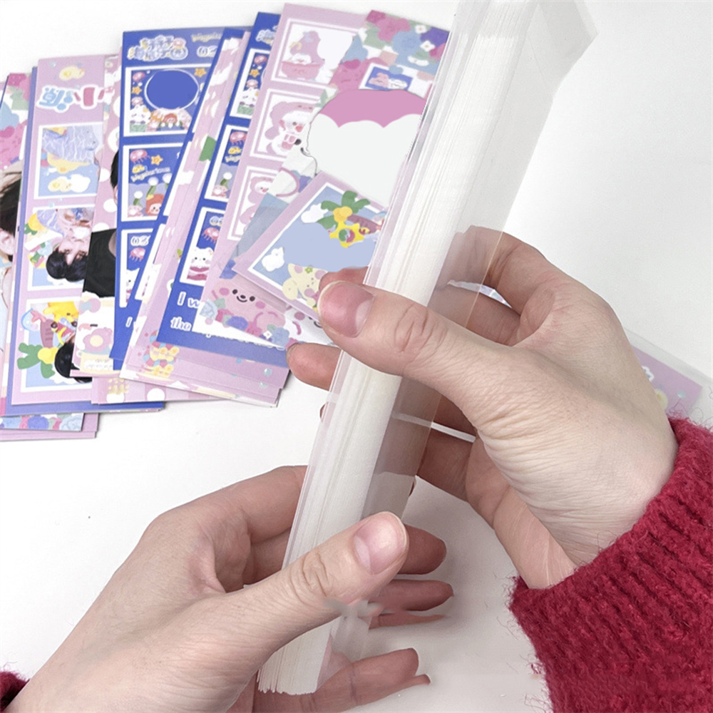 100Pcs 4 그리드 지우기 사진 카드 슬리브 아이돌 사진 북마크 보호 커버 작은 카드 주최자 Opp 가방 학생 용품