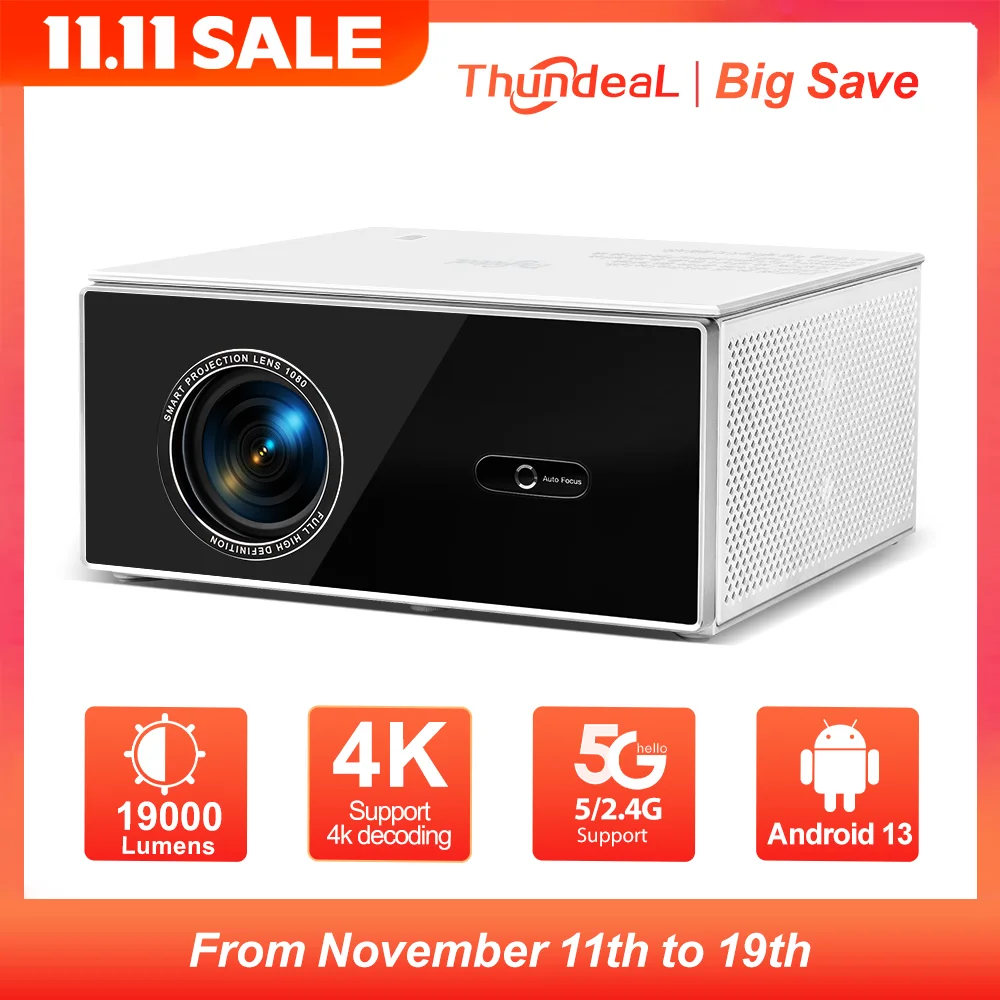 ThundeaL Native 1080P Projetor TDA7W Android WiFi 2 + 32G 4K Projetor TDA7 3D Smart Home Theater Vídeo Feixe Portátil Estoque em FR