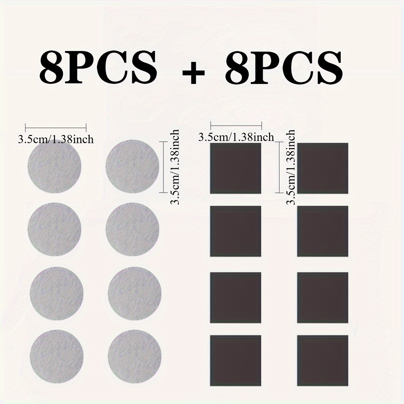 16pcs Magnetic Sheets with Adhesive Backing - Flexible & Stickers for Fridge, Whiteboard, Home Decor (Black, 3.51 x 3.51 cm)