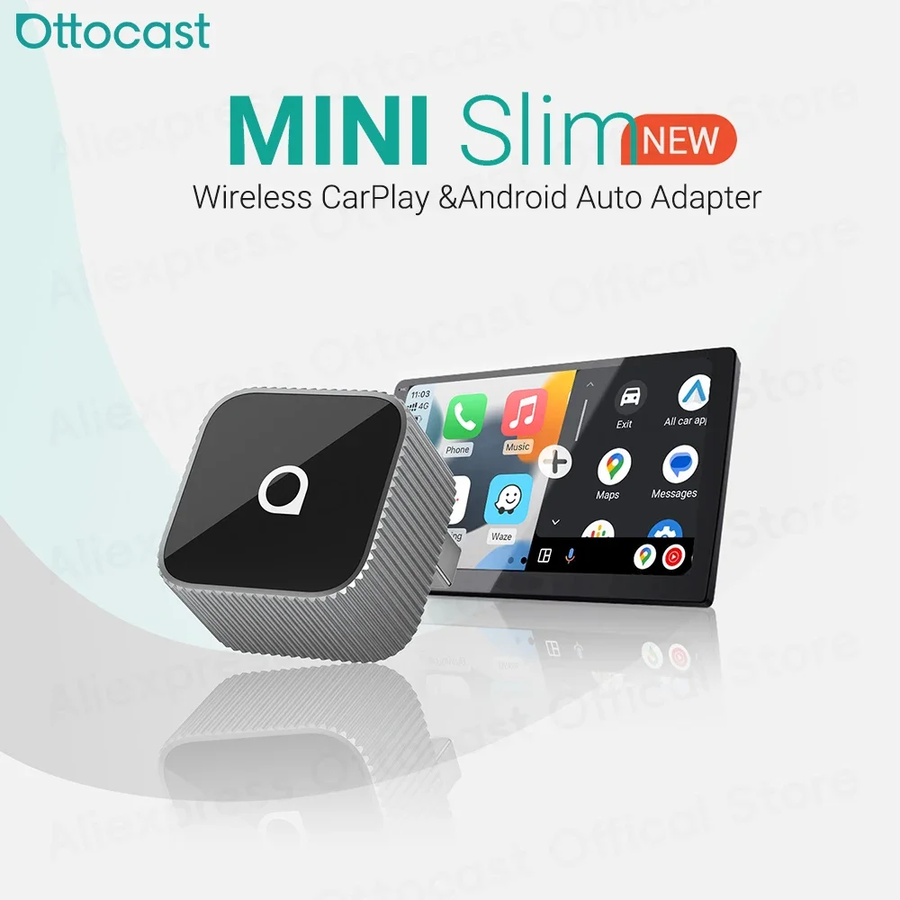 OTTOCAST Mini Slim Cube Беспроводной адаптер CarPlay Android Auto 2 в 1 USB AI Автомобильные аксессуары для VW Haval Audi Kia Porsche Lexus