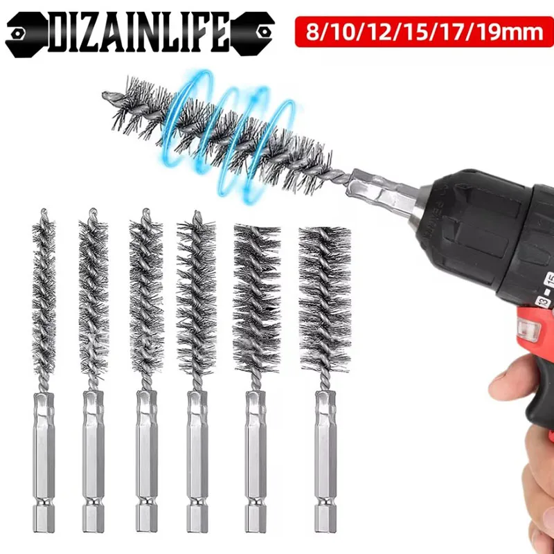 Nuovo 6 pezzi 8-19mm tubo metallico spazzola per pulizia macchine detergente per ruggine lavaggio strumenti di lucidatura per la lavorazione di produzione automobilistica