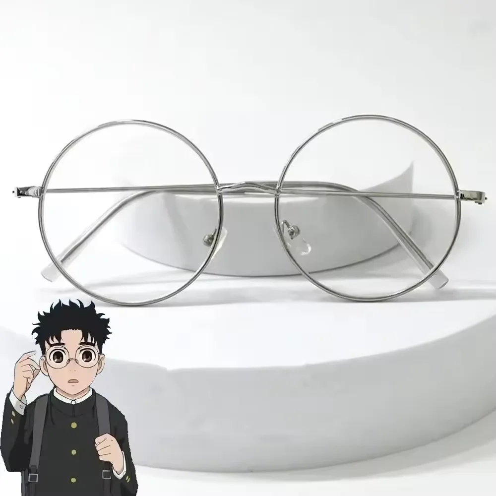 Moda óculos redondos acessórios anime redondo azul luz óculos de metal plana homem e mulher retro arte óculos roupas prop presente