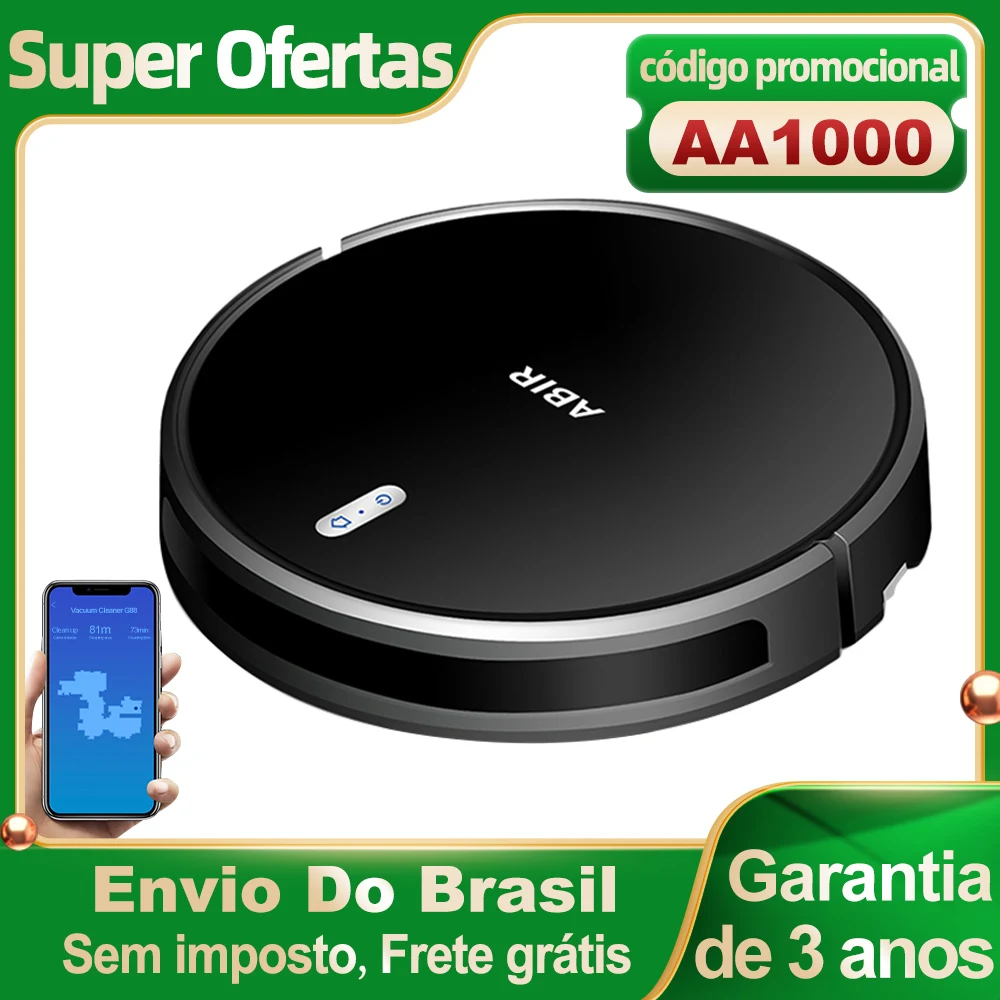 Robô aspirador de pó ABIR G20S,Navegação no mapa de IA,partição superinteligente,com memória,controle de app WiFi,sucção forte 6000Pa, esfregão úmido inteligente, desinfecção, funciona com Alexa e Google Assistant