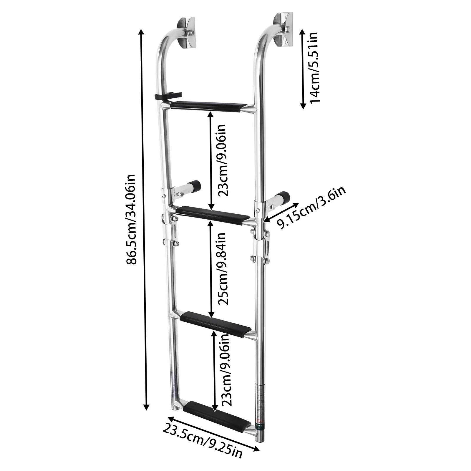 Portable Folding Step Ladder,High Stability Stainless Steel Ladder,2+2 Boat Drop Ladder,for Yachts,fishing Boats,swimming Pools